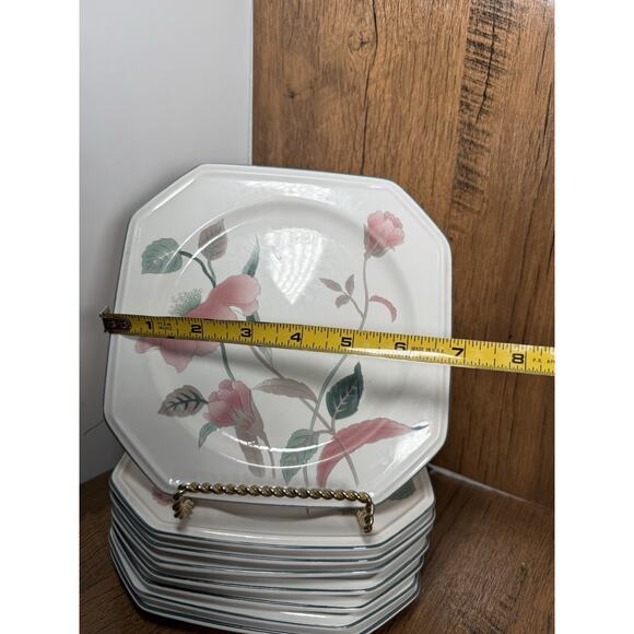 Mikasa Dessert Side Plates 7" Continental Silk Flowers Octagonal Set of 8 F3003 - Picture 2 of 4